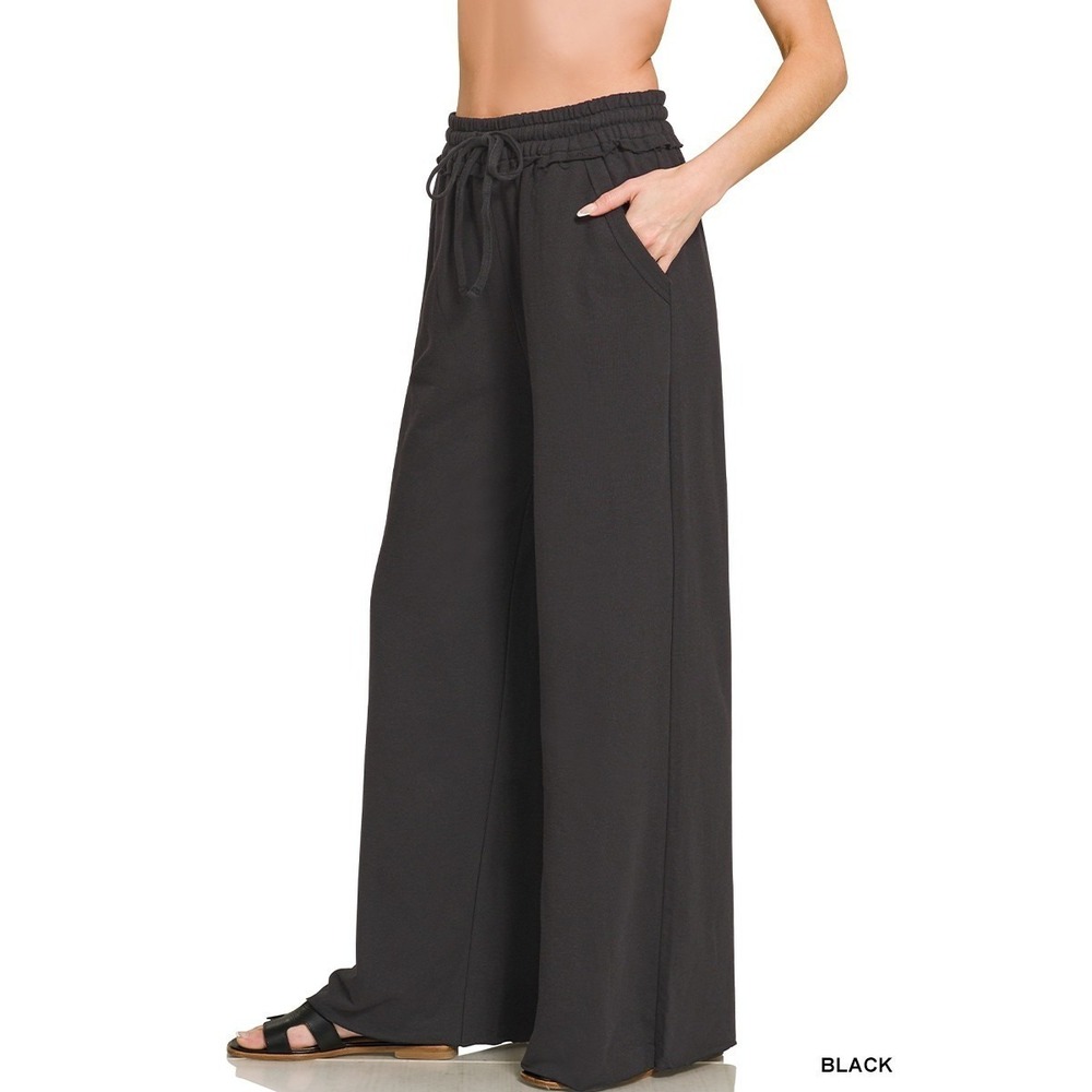 Zenana French Terry Wide Leg Sweatpants - Small - Picture 2 of 3